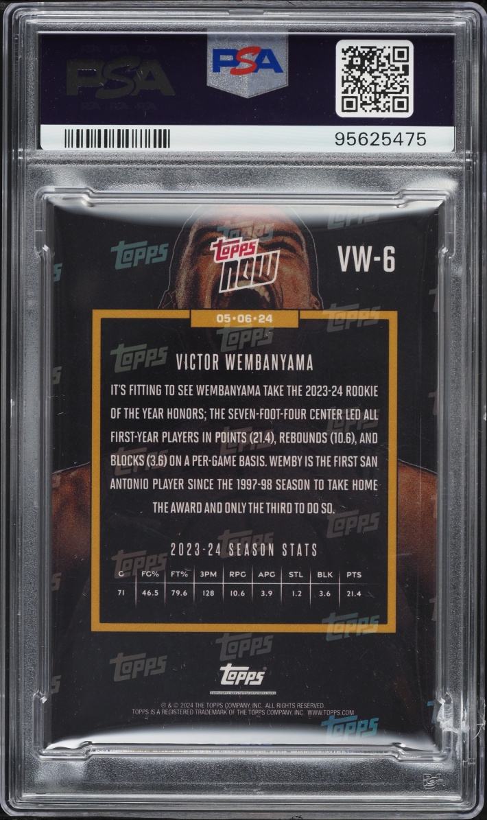 2023 Topps Now Victor Wembanyama ROOKIE #VW-6 PSA 10 GEM MINT - Photo 2