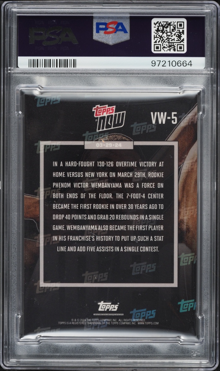 2023 Topps Now Victor Wembanyama ROOKIE #VW-5 PSA 10 GEM MINT - Photo 2