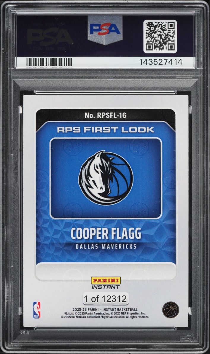 2025 Panini Instant NBA RPS First Look Cooper Flagg ROOKIE /12312 #RPSFL-16 PSA 9 MINT - Photo 2