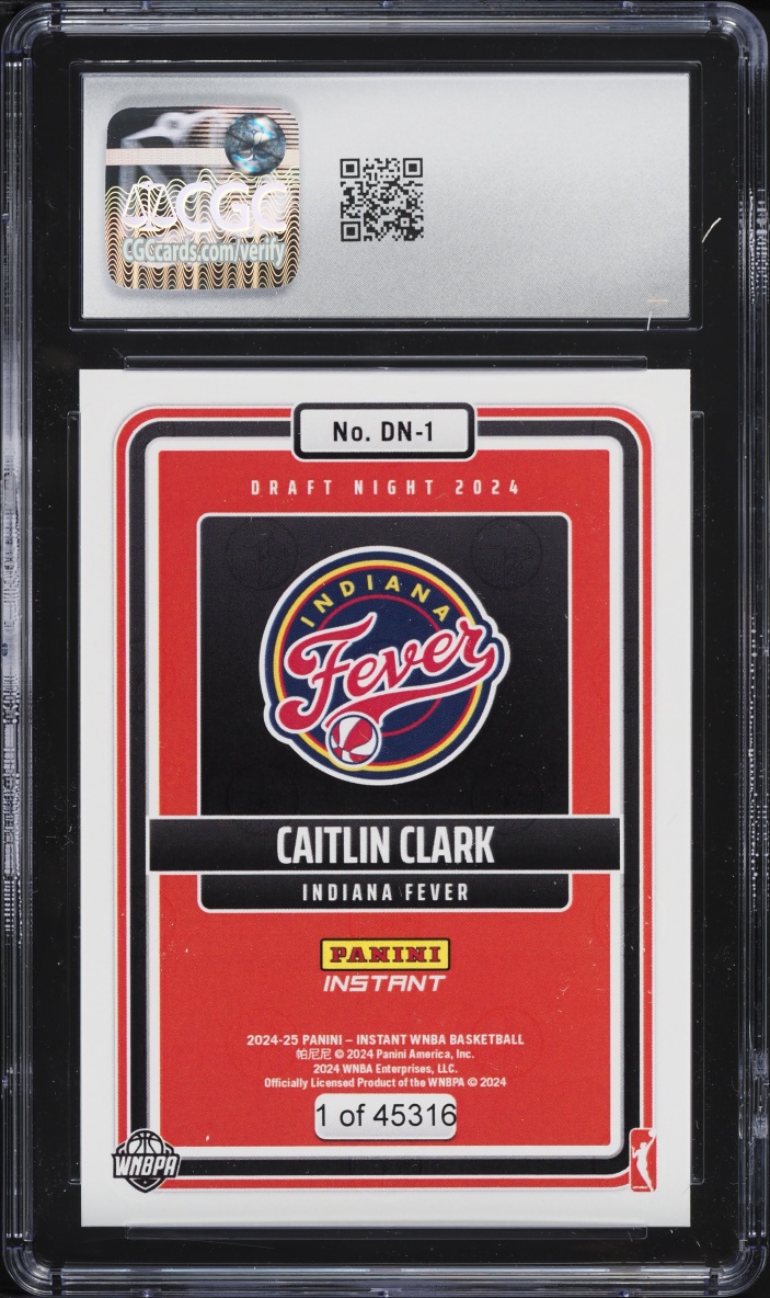 2024 Panini Instant WNBA Draft Night Caitlin Clark ROOKIE /45316 #DN-1 CGC 10 GEM MINT - Photo 2