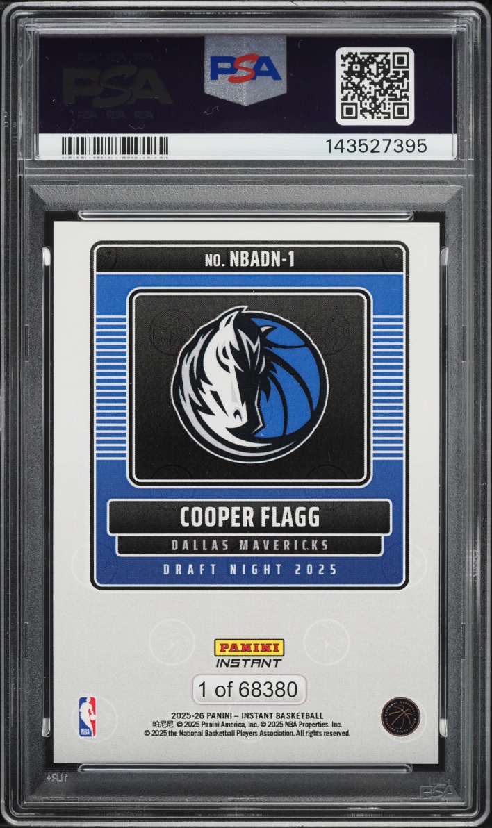2025 Panini Instant NBA Draft Night Cooper Flagg ROOKIE /68380 #NBADN-1 PSA 10 GEM MINT - Photo 2