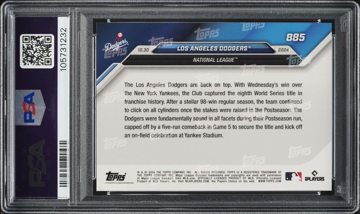 2024 Topps Now Los Angeles Dodgers #885 PSA 10 GEM MINT - Photo 2