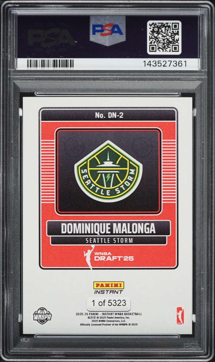 2025 Panini Instant WNBA Draft Night Dominique Malonga ROOKIE /5323 #DN-2 PSA 10 GEM MINT - Photo 2
