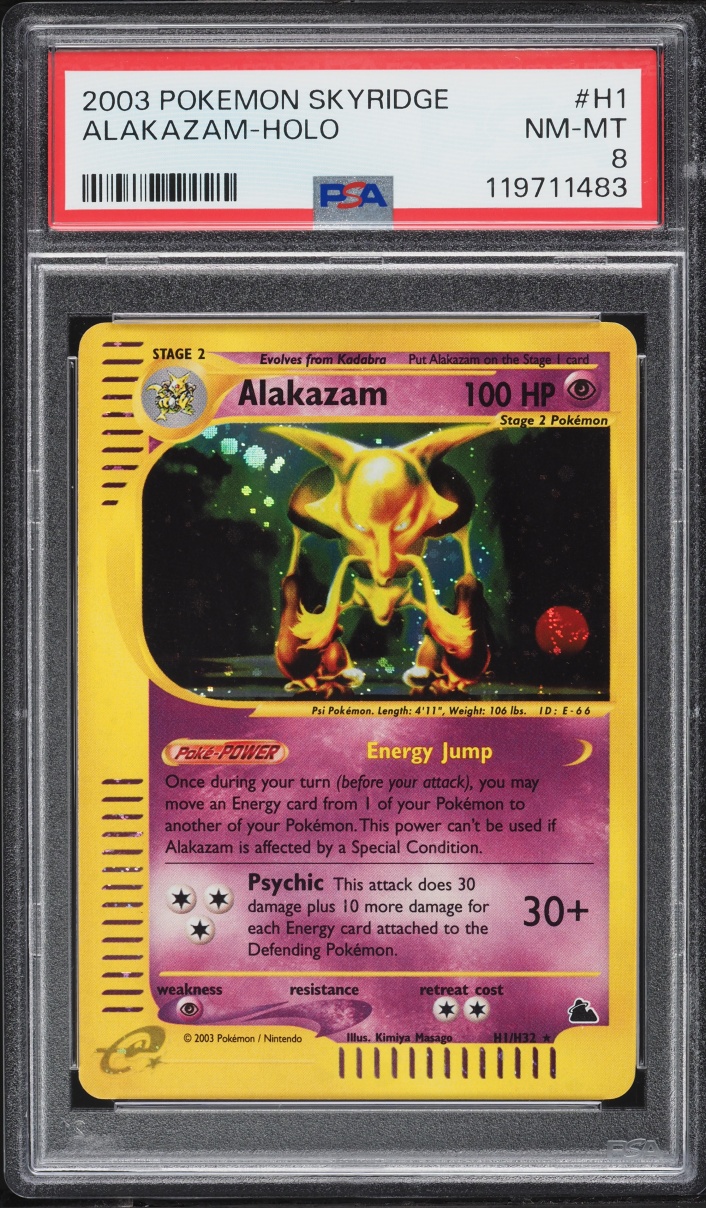 2003 Pokemon Skyridge Holo Alakazam #H1 PSA 8 NM-MT