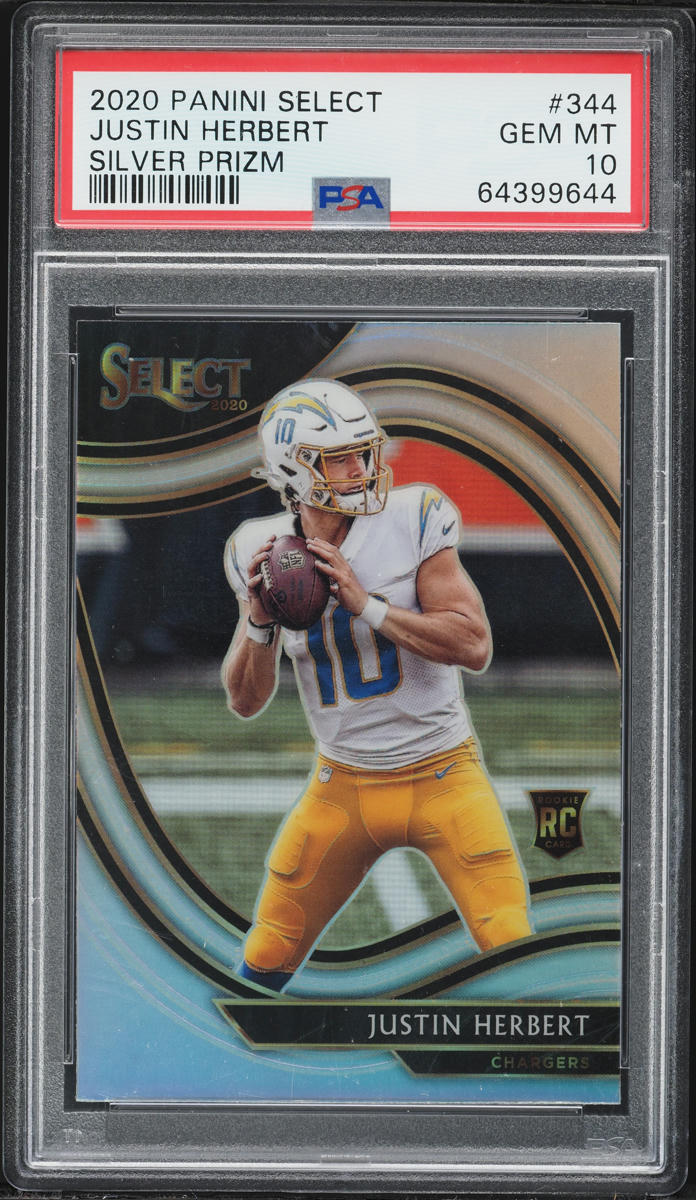 2020 Select Field Level Silver Prizm Justin Herbert ROOKIE #344 PSA 10 GEM MINT