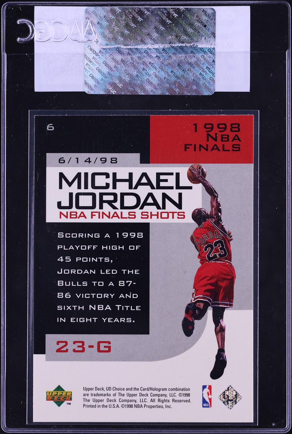1998 Upper Deck Choice Preview NBA Finals Shots Michael Jordan #6 CGC AUTH