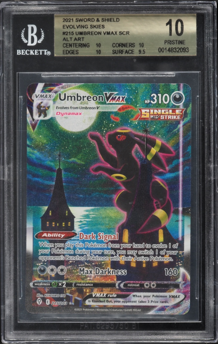 2021 Pokemon Sword & Shield Evolving Skies Alt Art Umbreon VMAX #215 BGS 10 PRISTINE