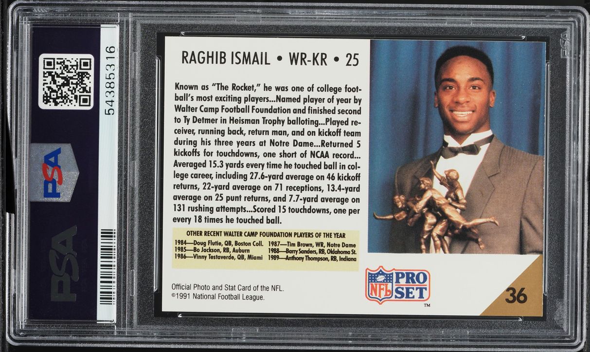 1991 Pro Set Raghib Ismail ROOKIE #36 PSA 10 GEM MINT