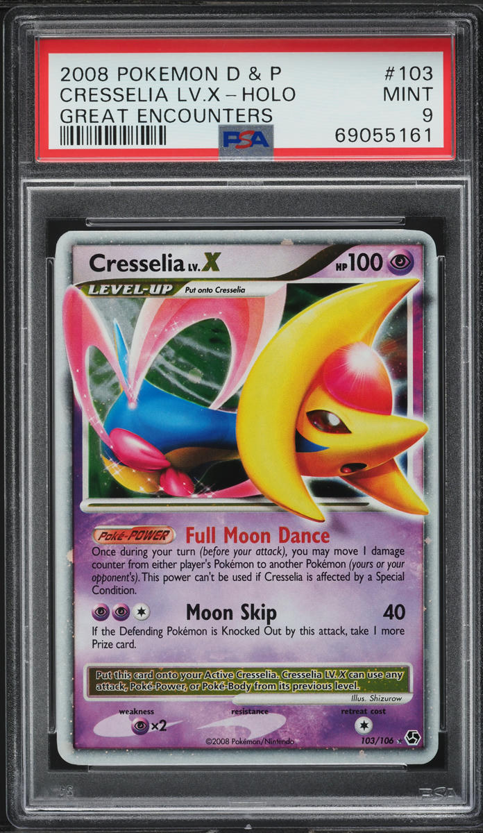 2008 Pokemon Diamond & Pearl Great Encounters Holo Cresselia Lv.X #103 PSA 9