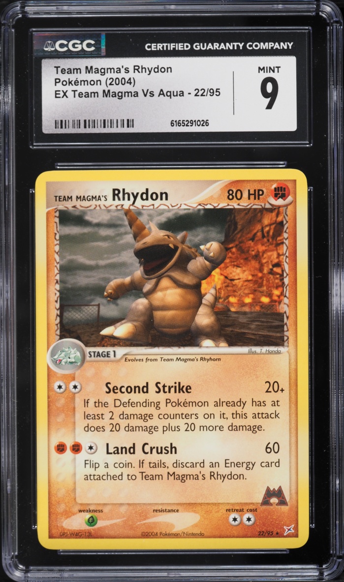 2004 Pokemon EX Team Magma VS Aqua Team Magma's Rhydon #22 CGC 9 MINT