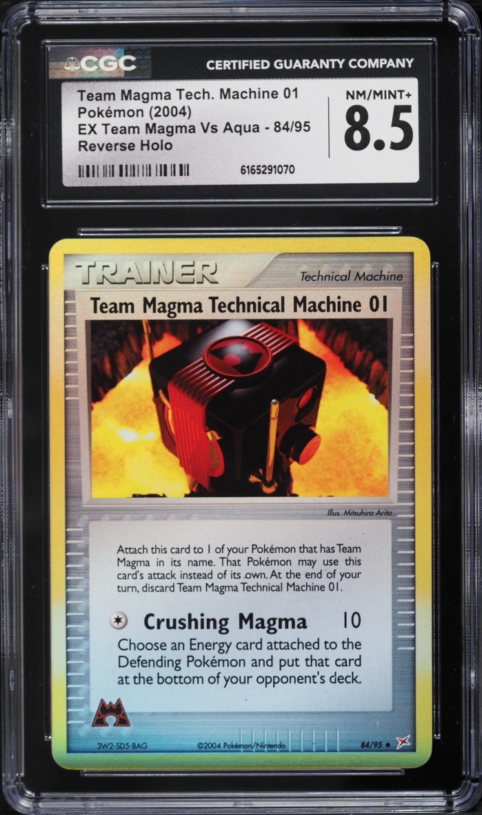 2004 Pokemon EX Team Magma Vs Aqua Holo Team Magma Technical Machine 01 #84 CGC 8.5 NM-MT+