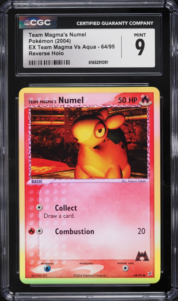 2004 Pokemon EX Team Magma Vs Aqua Reverse Holo Team Magma's Numel #64 CGC 9 MINT