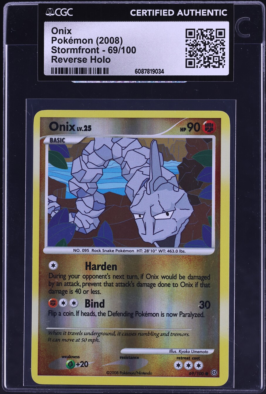 2008 Pokemon Diamond & Pearl Stormfront Reverse Holo Onix #69 CGC AUTH