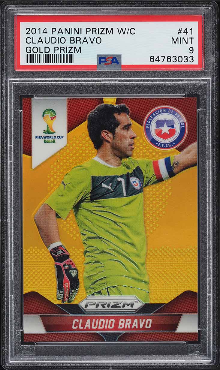 2014 Panini Prizm World Cup Gold Claudio Bravo /10 #41 PSA 9 MINT