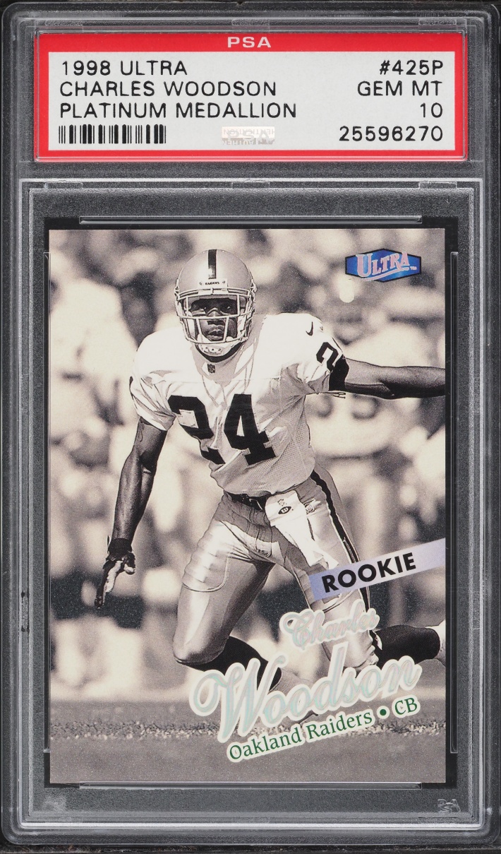 1998 Ultra Platinum Medallion Charles Woodson ROOKIE /66 #425P PSA 10 GEM MINT