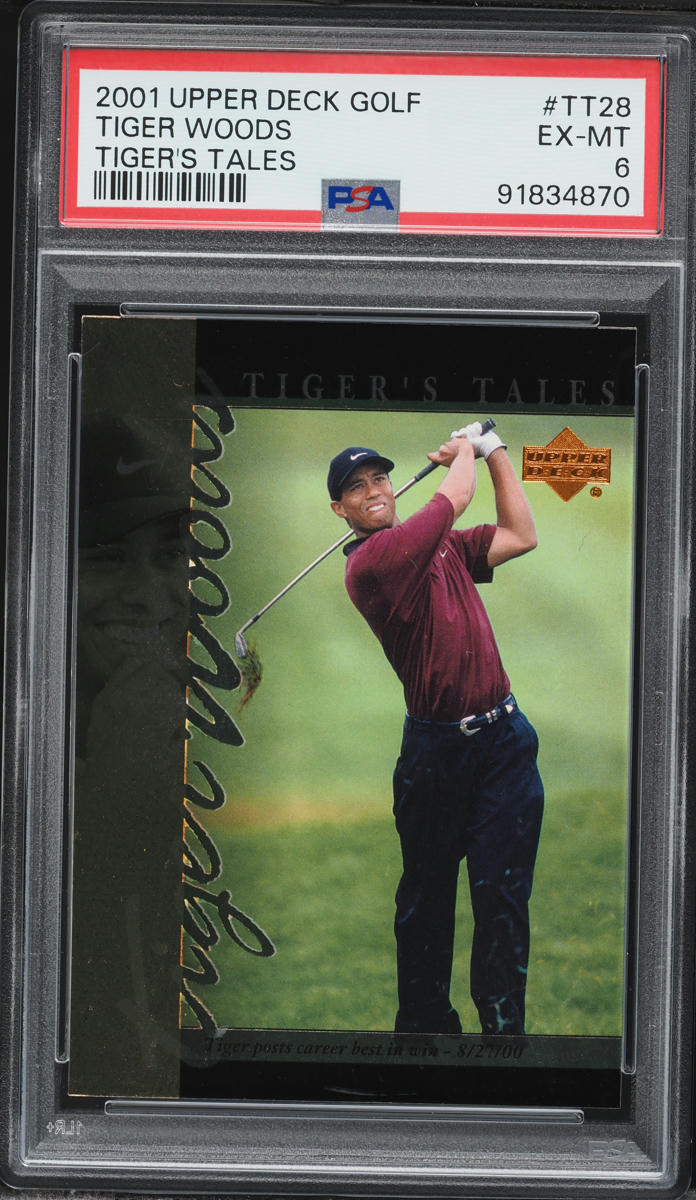2001 Upper Deck Golf Tiger's Tales Tiger Woods ROOKIE #TT28 PSA 6 EXMT