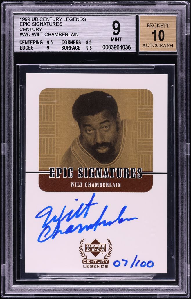 1999 Upper Deck Century Legends Epic Signatures Century Wilt Chamberlain AUTO /100 #WC BGS 9 MT