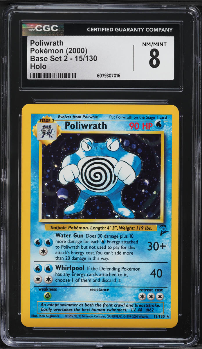 2000 Pokemon Base Set 2 Holo Poliwrath #15 CGC 8 NM-MT