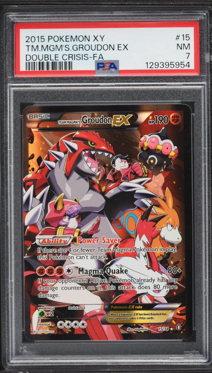 2015 Pokemon XY Double Crisis Full Art Team Magma's Groudon EX #15 PSA 7 NRMT