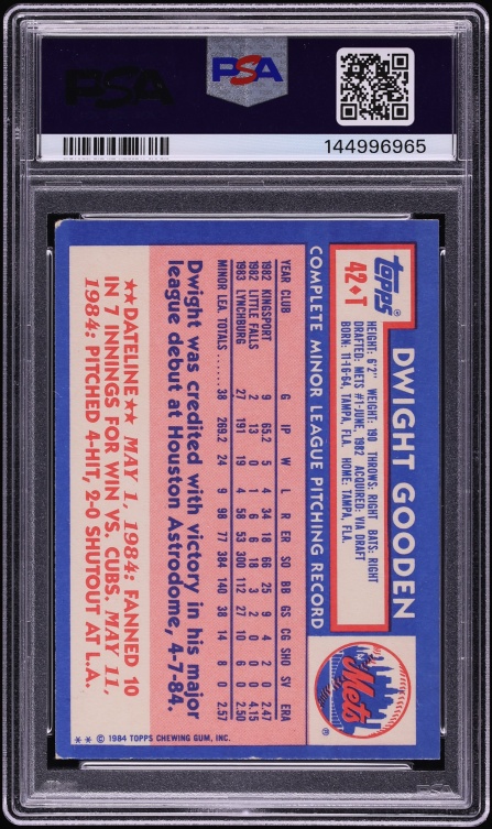1984 Topps Traded Dwight Gooden ROOKIE #42T PSA 5 EX