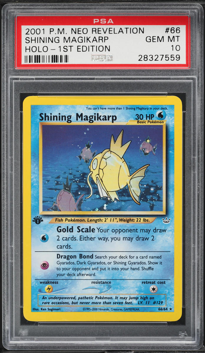 2001 Pokemon Neo Revelation 1st Edition Holo Shining Magikarp #66 PSA 10 GEM