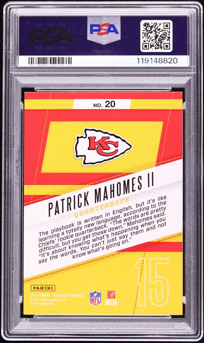 2017 Absolute Roundup Retail Patrick Mahomes II ROOKIE #20 PSA 9 MINT