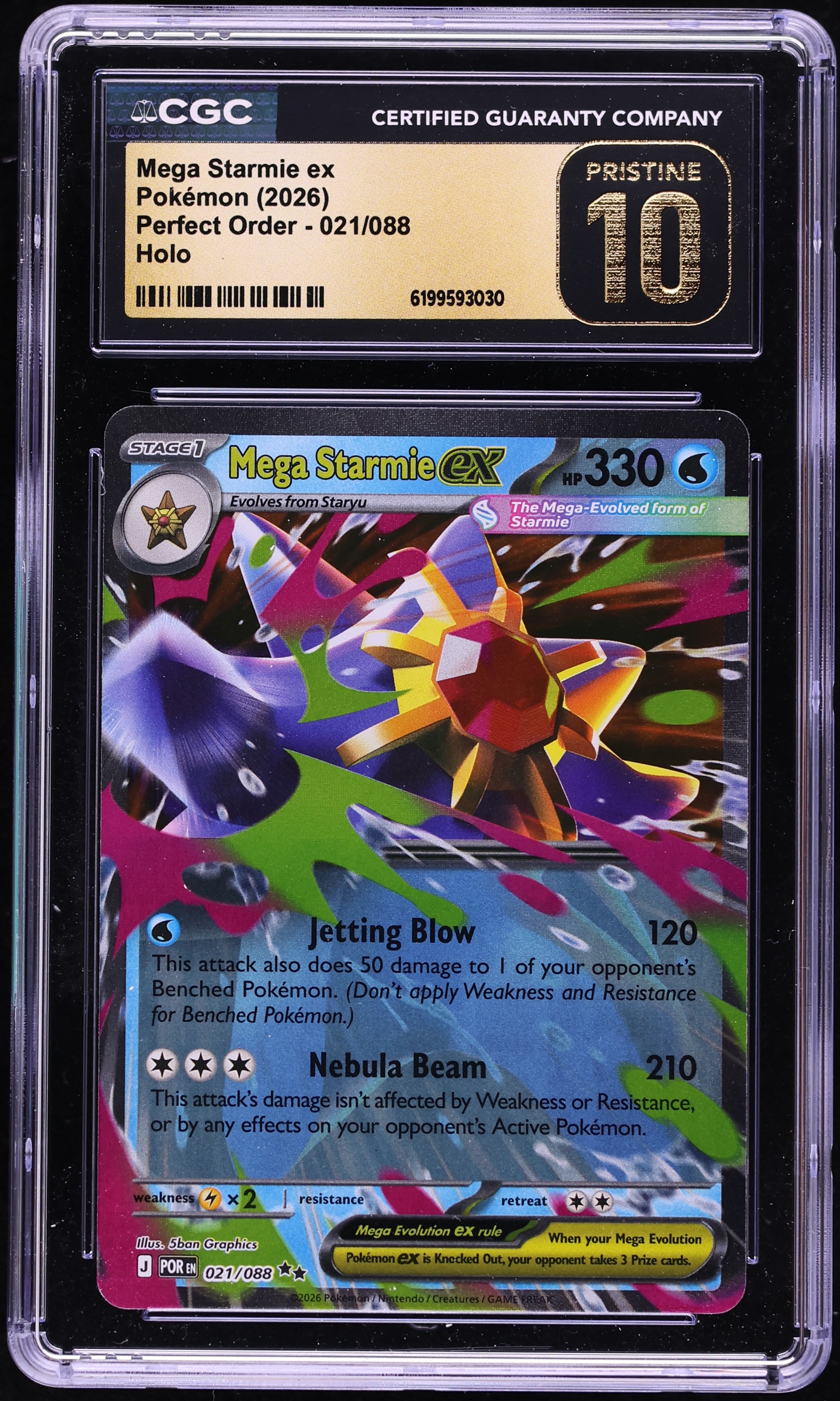 2026 Pokemon Mega Evolution Perfect Order Holo Mega Starmie ex #21 CGC 10 PRISTINE