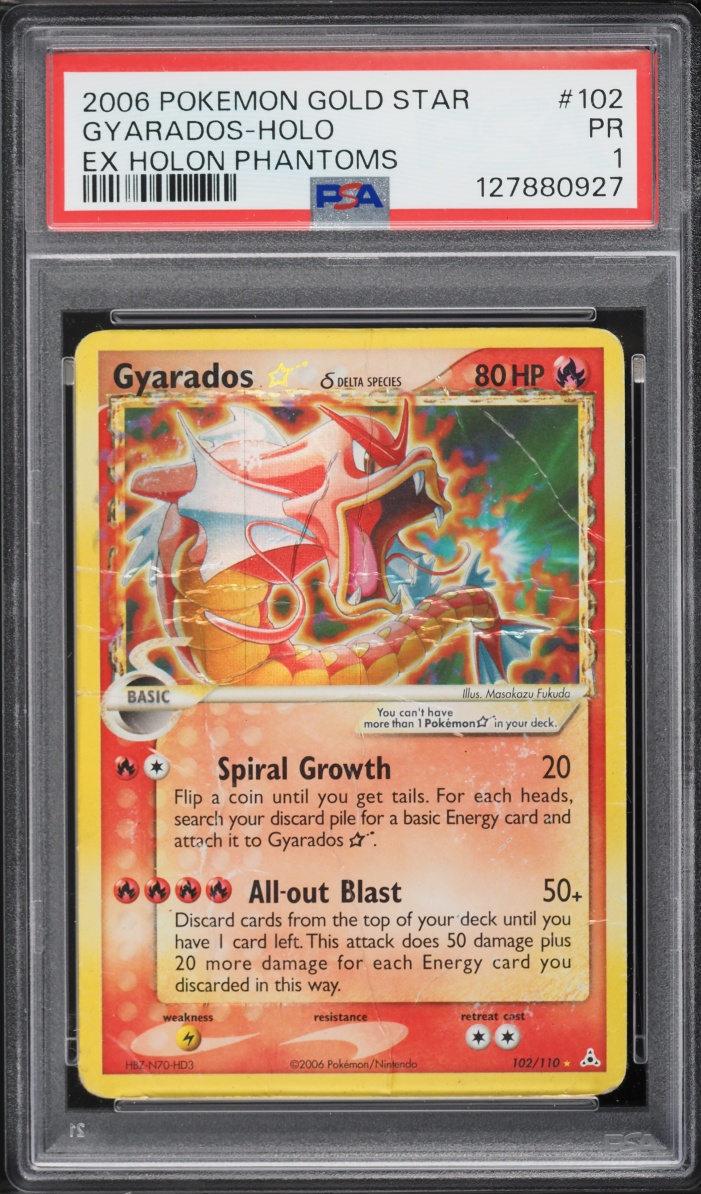 2006 Pokemon EX Holon Phantoms Holo Gyarados Gold Star #102 PSA 1 PR