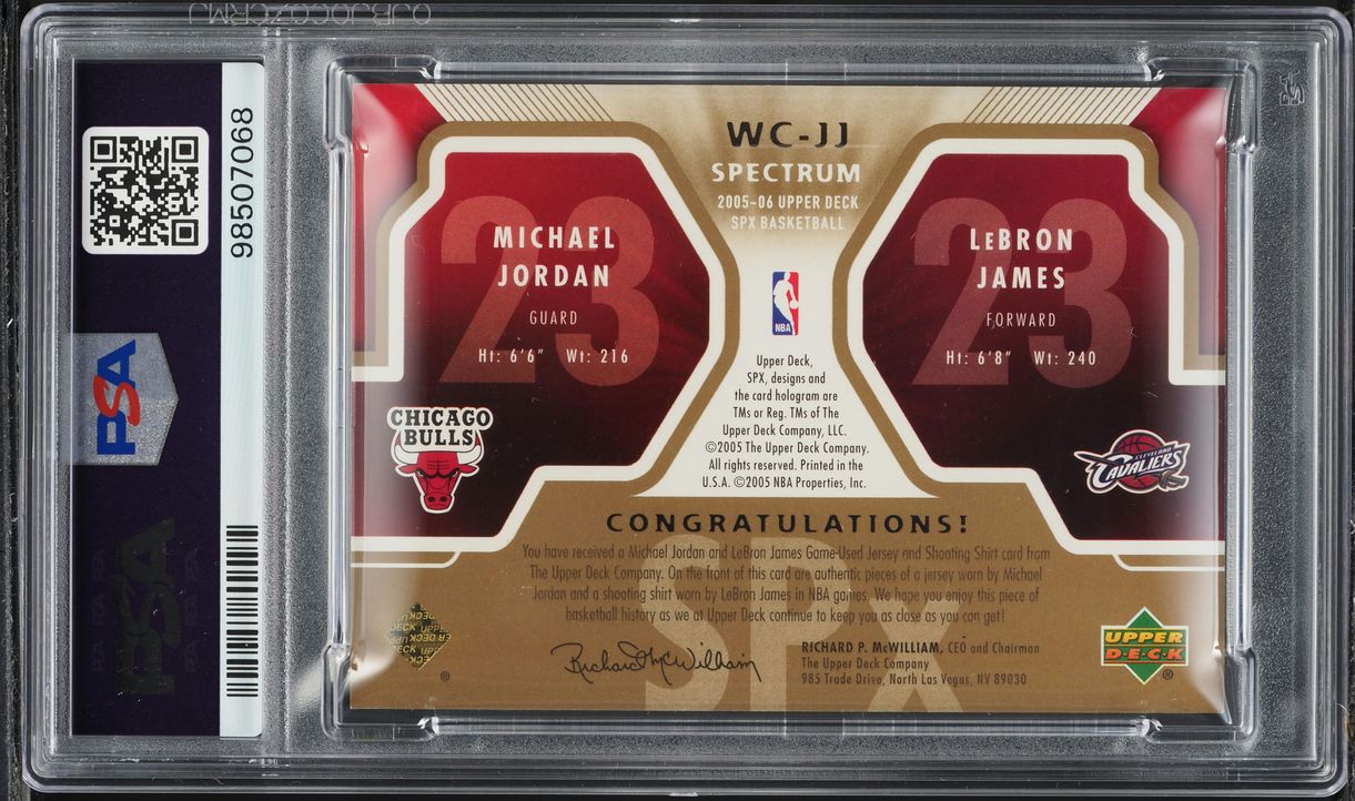2005 SPx Winning Combos Spectrum Michael Jordan LeBron James PATCH /25 #WC-JJ PSA 8 NM-MT