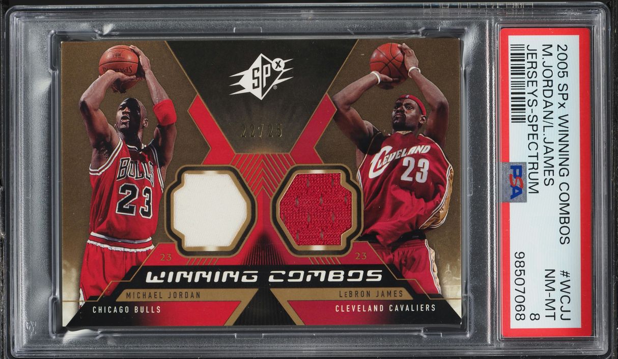 2005 SPx Winning Combos Spectrum Michael Jordan LeBron James PATCH /25 #WC-JJ PSA 8 NM-MT