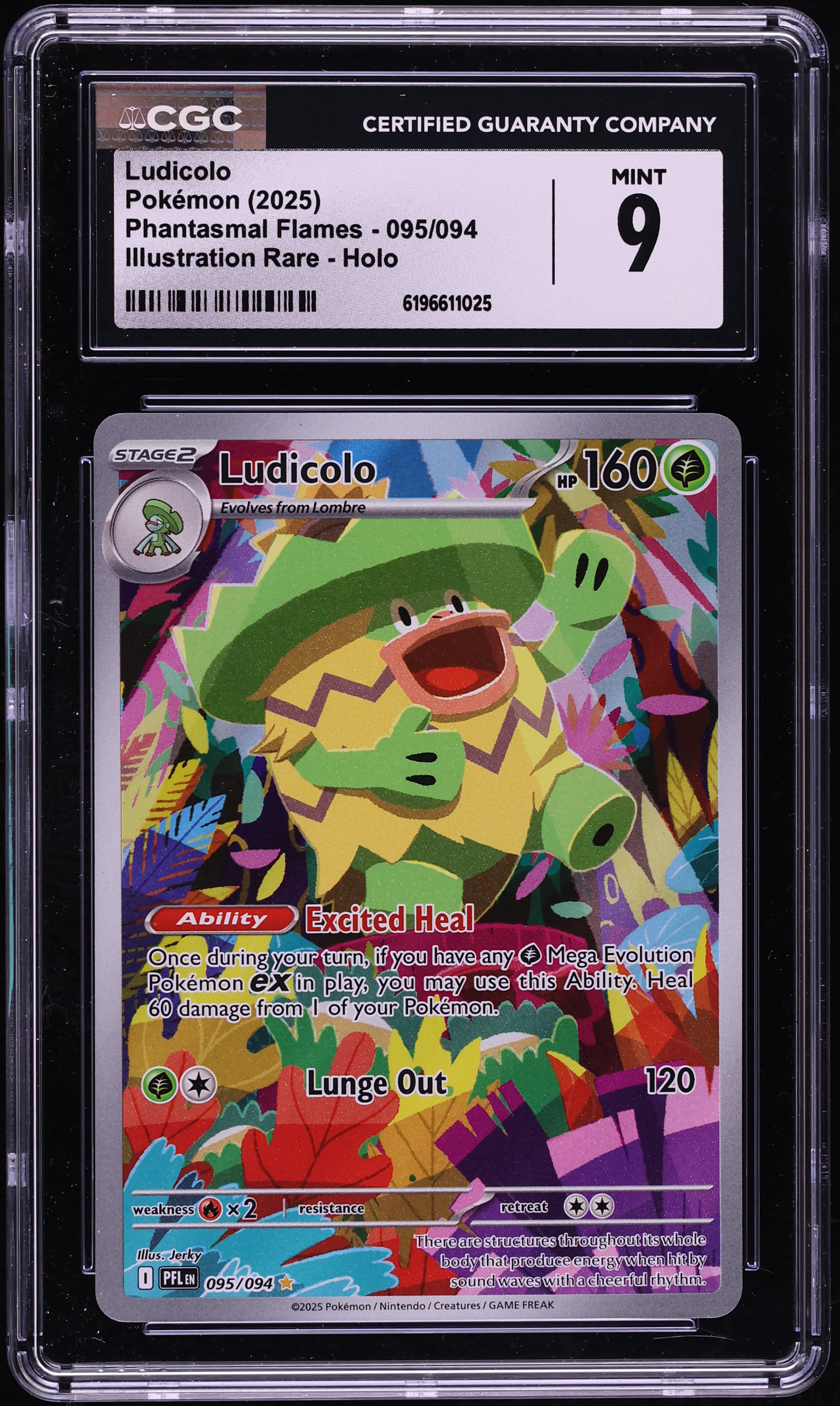 2025 Pokemon Mega Evolution Phantasmal Flames IR Ludicolo #95 CGC 9 MINT