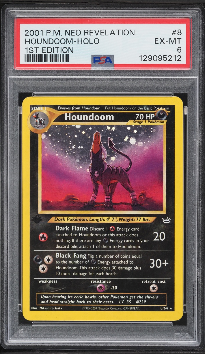 2001 Pokemon Neo Revelation 1st Edition Holo Houndoom #8 PSA 6 EXMT