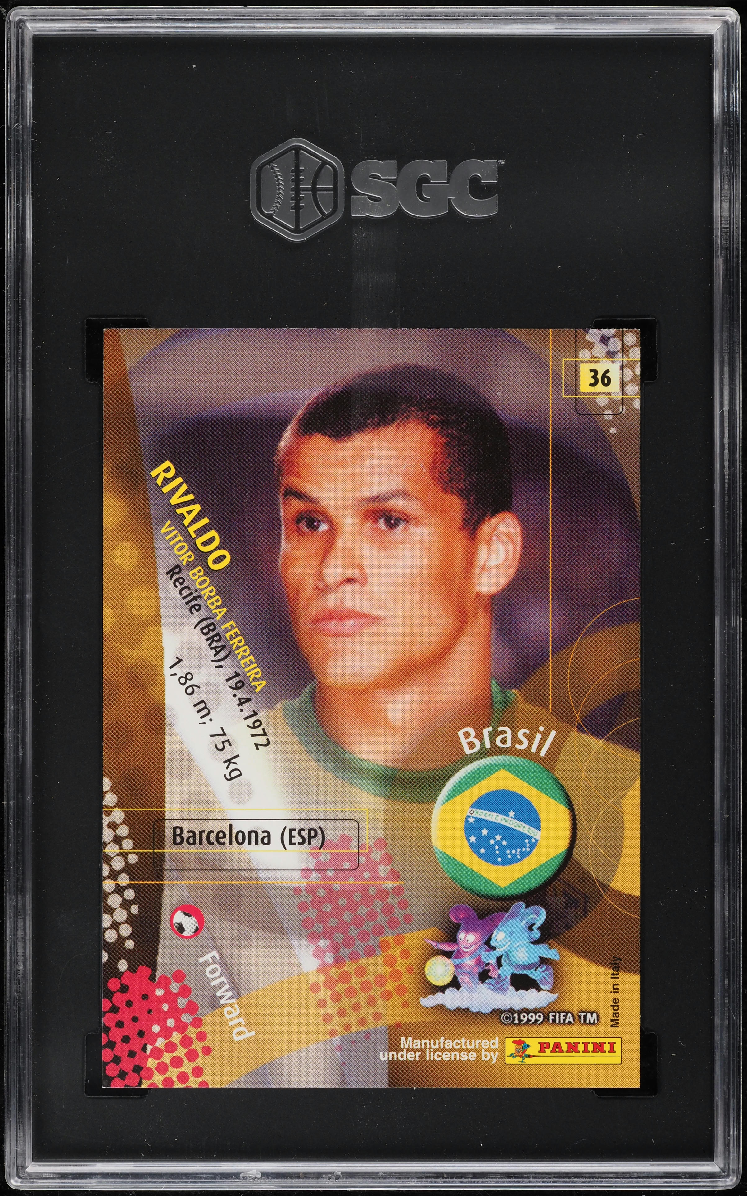 2002 Panini World Cup Rivaldo #36 SGC 8 NM-MT