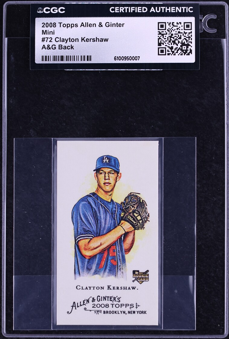 2008 Topps Allen & Ginter Mini A&G Back Clayton Kershaw ROOKIE #72 CGC AUTH