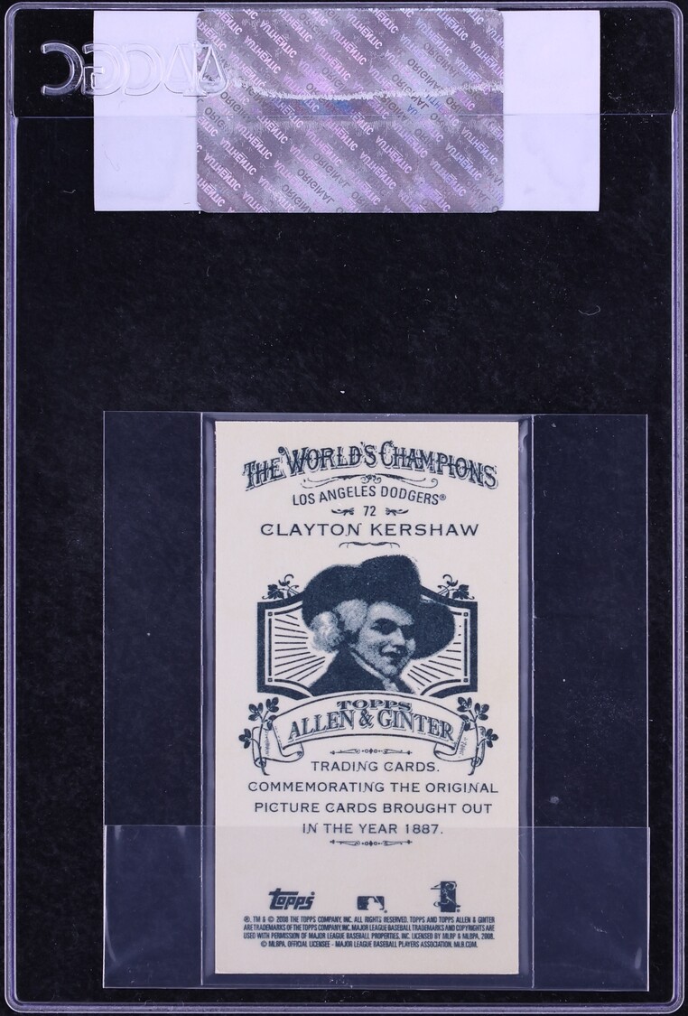 2008 Topps Allen & Ginter Mini A&G Back Clayton Kershaw ROOKIE #72 CGC AUTH