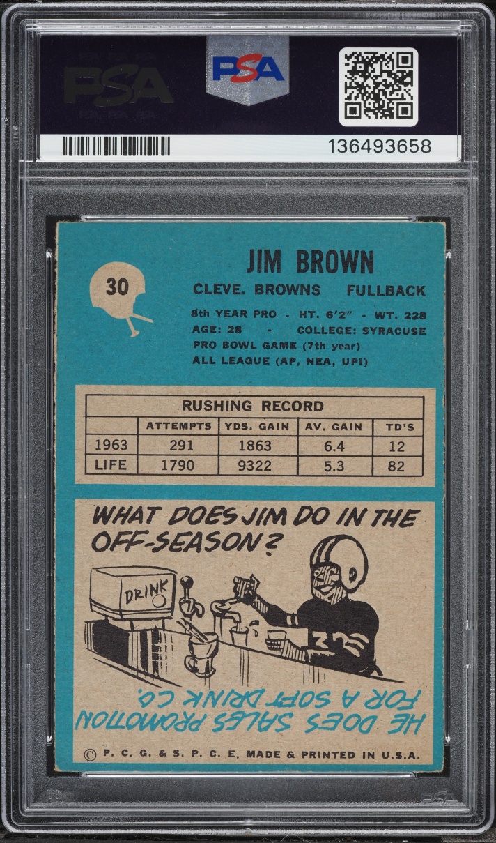 1964 Philadelphia Jim Brown #30 PSA 4 VGEX