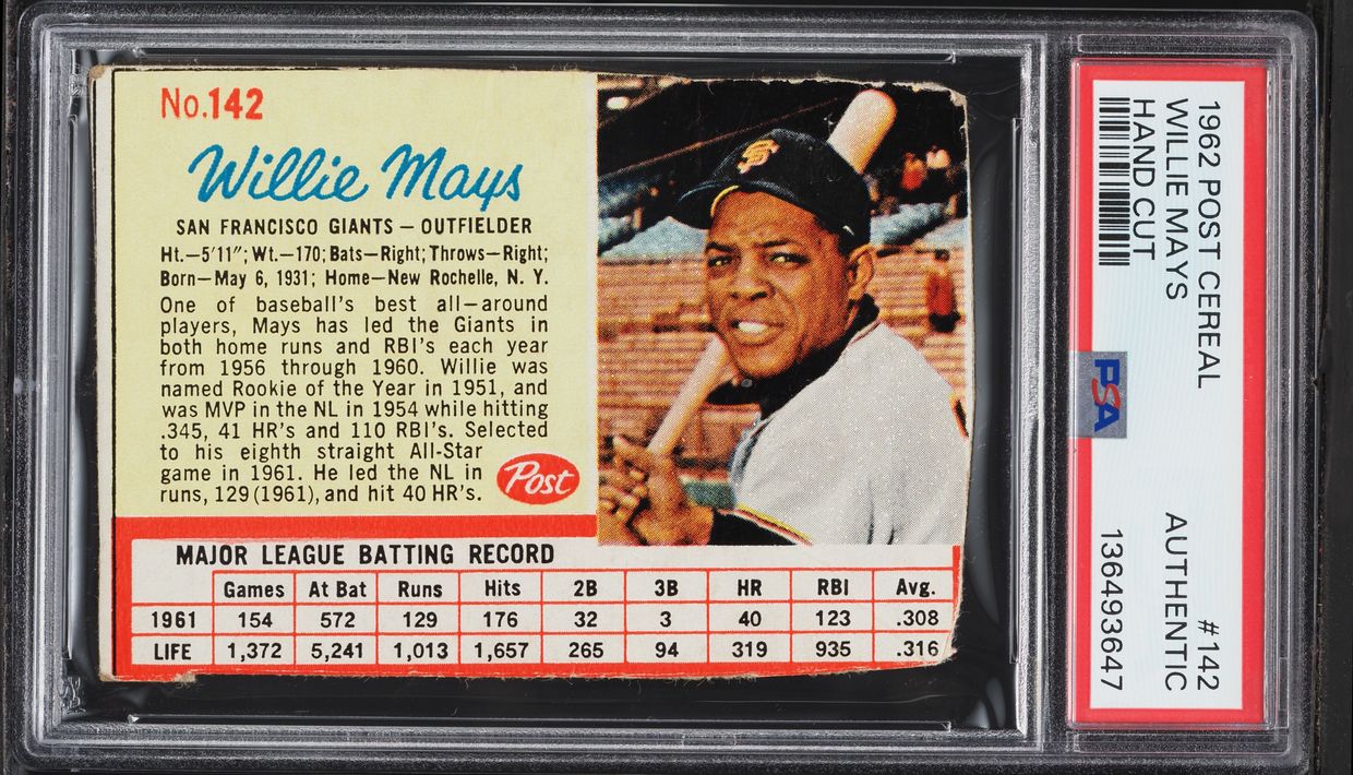 1962 Post Cereal Willie Mays #142 PSA AUTH
