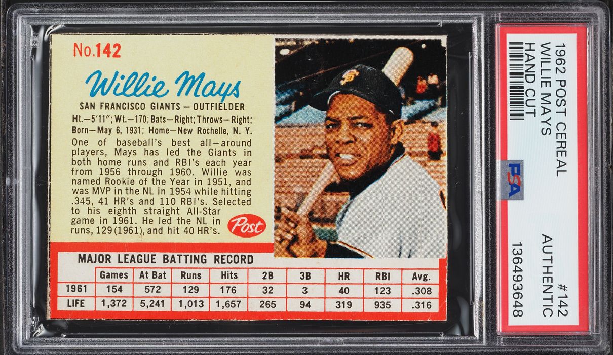 1962 Post Cereal Willie Mays #142 PSA AUTH