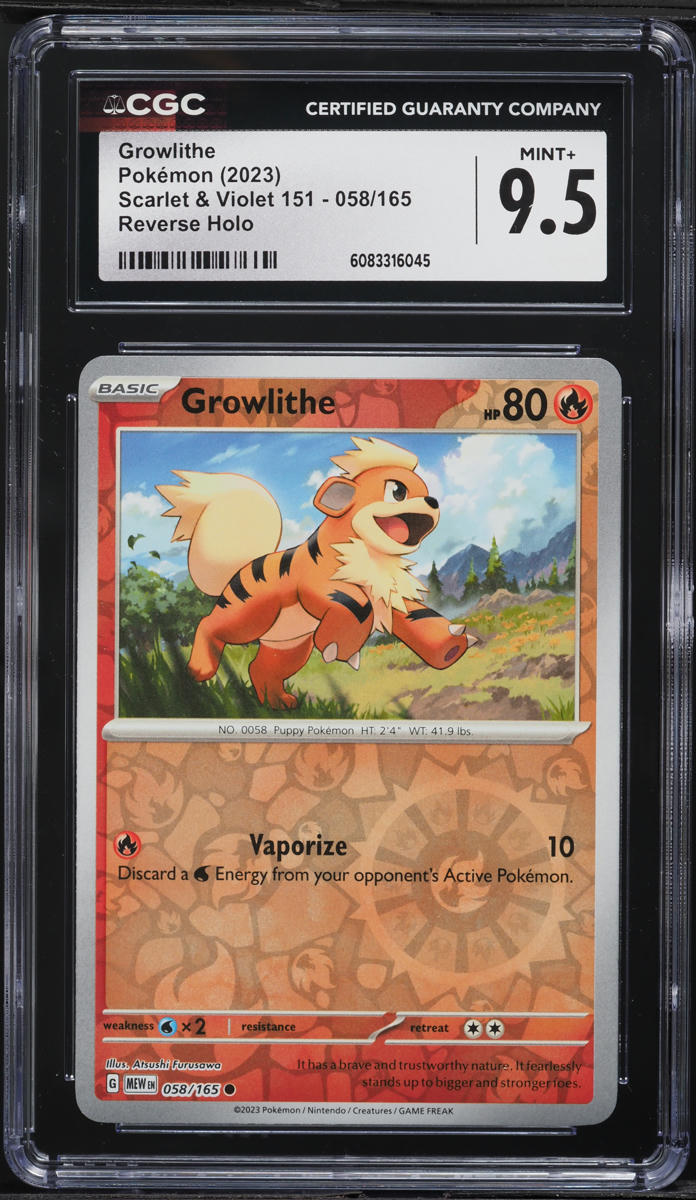 2023 Pokemon Scarlet & Violet 151 Reverse Holo Growlithe #058 CGC 9.5 MINT+