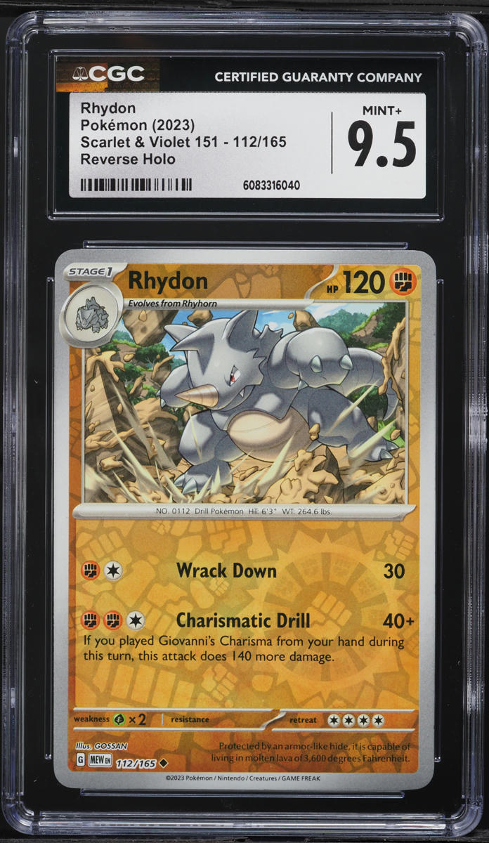 2023 Pokemon Scarlet & Violet 151 Reverse Holo Rhydon #112 CGC 9.5 MINT+