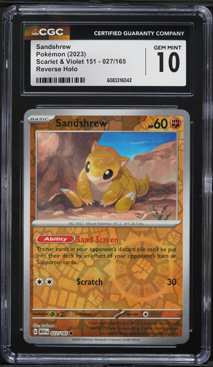 2023 Pokemon Scarlet & Violet 151 Reverse Holo Sandshrew #027 CGC 10 GEM MINT