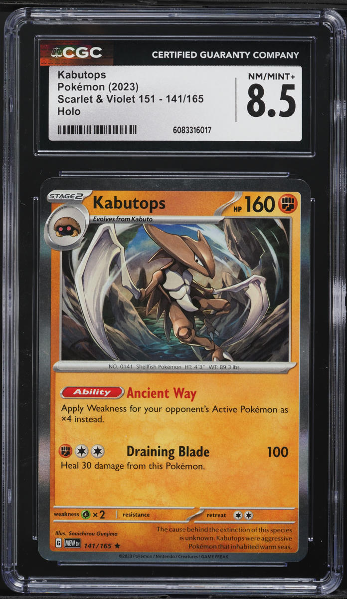 2023 Pokemon Scarlet & Violet 151 Holo Kabutops #141 CGC 8.5 NM-MT+