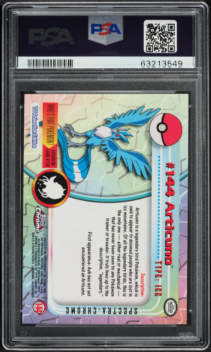 2000 Topps Chrome Pokemon Series 3 Spectra Articuno #144 PSA 10 GEM MINT