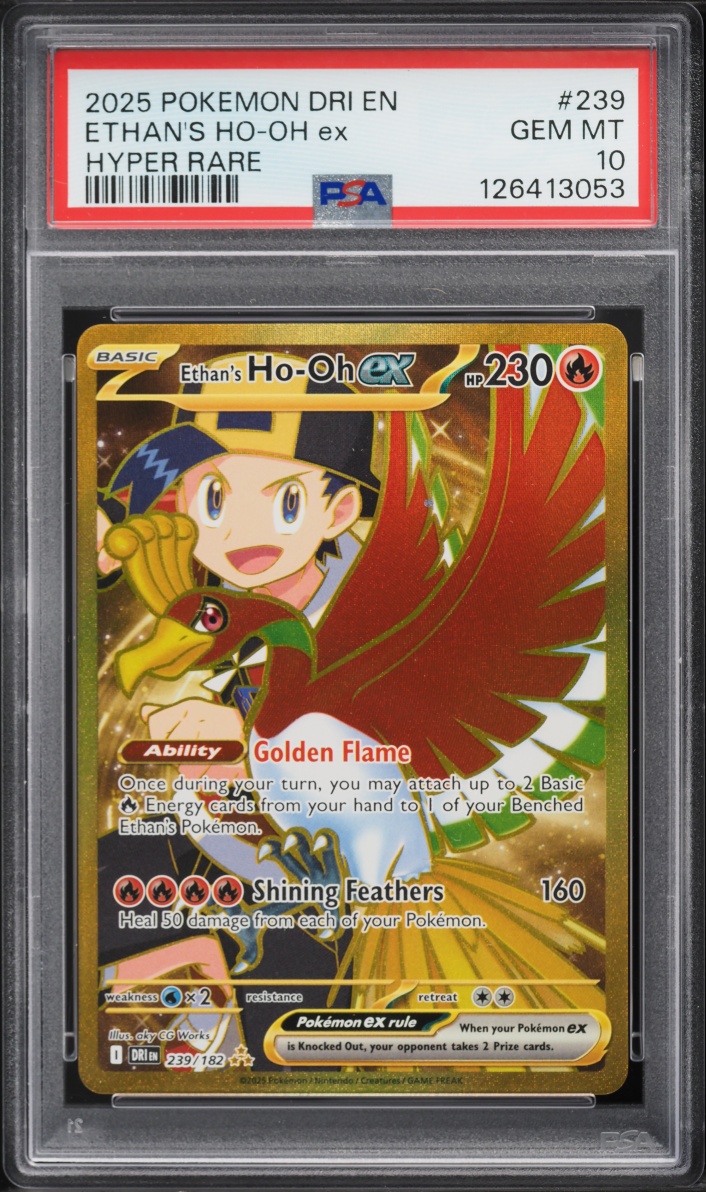 2025 Pokemon Scarlet & Violet Destined Rivals Gold Rare Ethan's Ho-Oh ex #239 PSA 10 GEM MINT