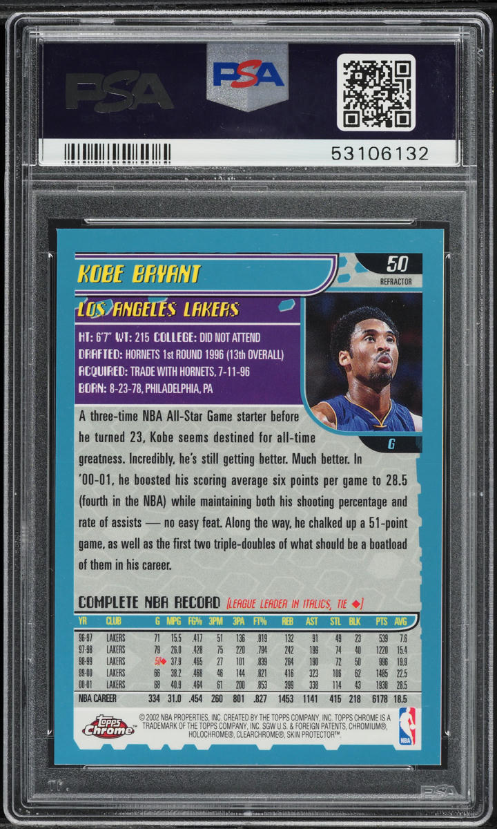 2001 Topps Chrome Refractor Kobe Bryant #50 PSA 9 MINT on