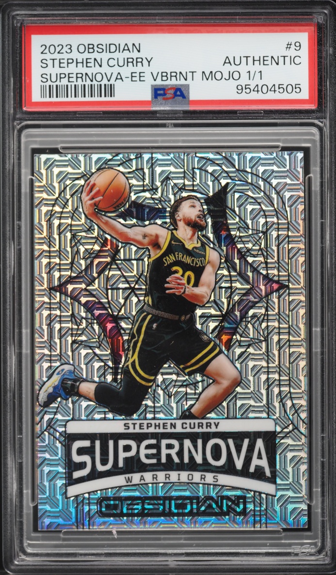 2023 Panini Obsidian Supernova Electric Etch Vibrant Mojo Stephen Curry 1/1 #9 PSA AUTH