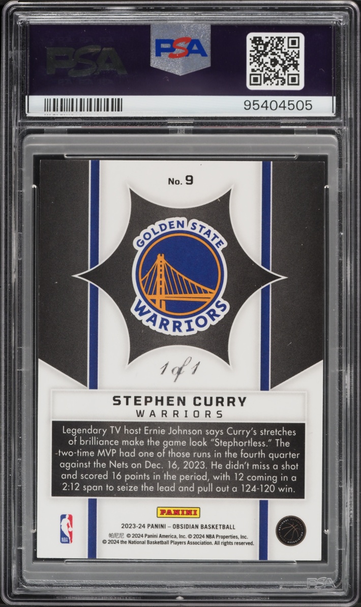 2023 Panini Obsidian Supernova Electric Etch Vibrant Mojo Stephen Curry 1/1 #9 PSA AUTH