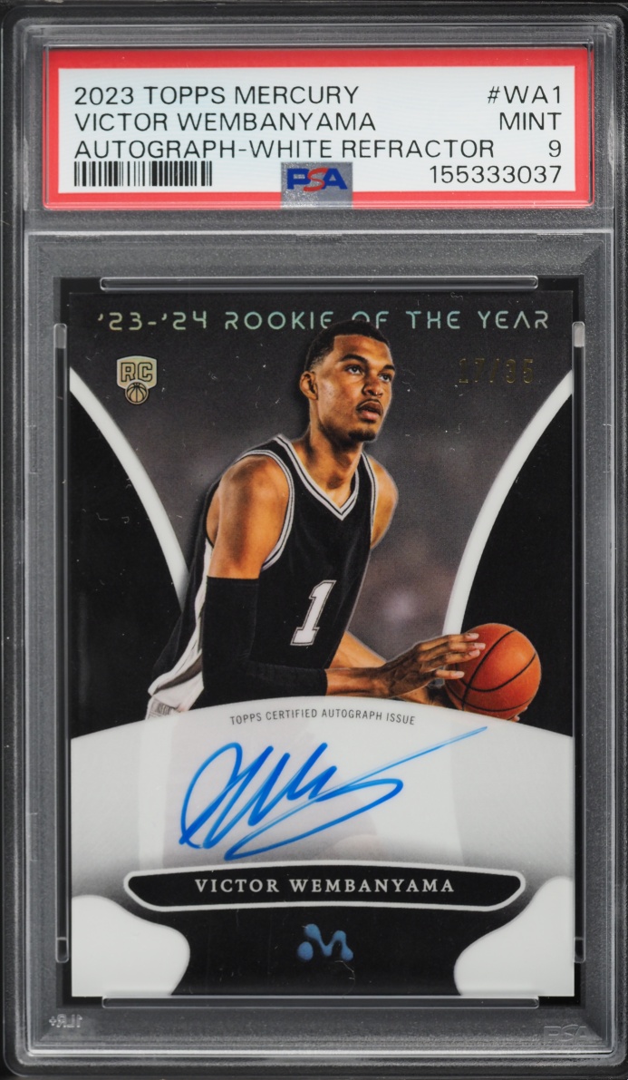 2023 Topps Mercury White Refractor Victor Wembanyama ROOKIE AUTO /35 #WA-1 PSA 9 MINT
