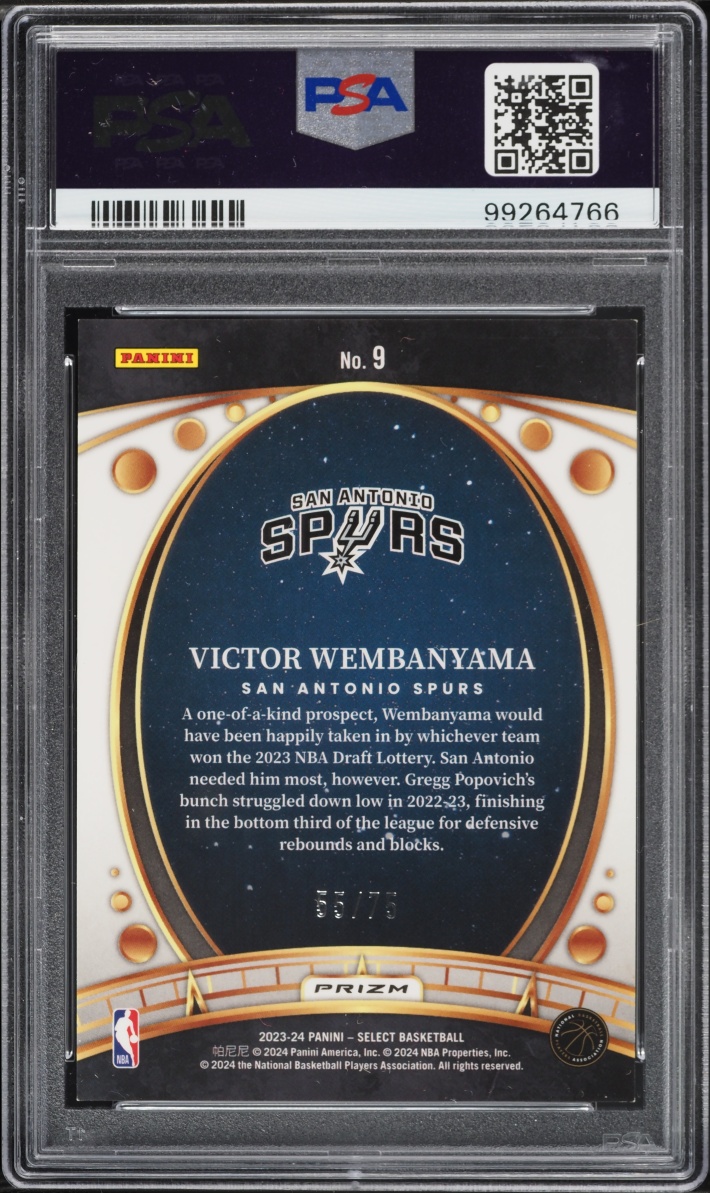 2023 Select Lodestars Purple Cracked Ice Victor Wembanyama ROOKIE /75 #9 PSA 9 MINT