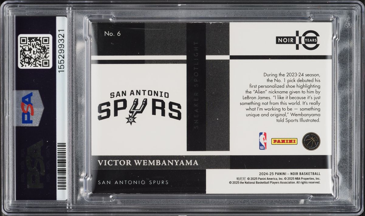 2024 Panini Noir Sneaker Spotlight International Victor Wembanyama /15 #6 PSA AUTH
